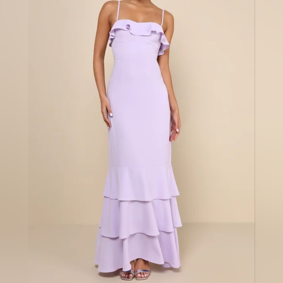 Lulu's lavender 💜 SLEEVELESS TIERED MAXI DRESS SIZE SMALL - Picture 1 of 7